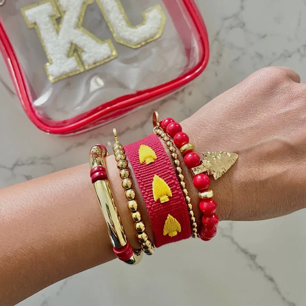 KC Chiefs Embroidered Arrowhead Bracelet